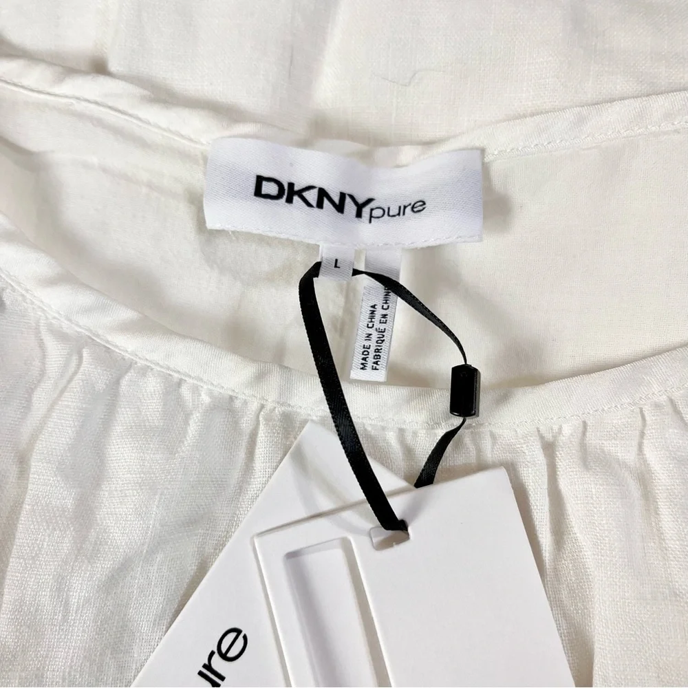 💥NWT💥 DKNY PURE White Chambray Slip Dress Size Large - Picture 5 of 5